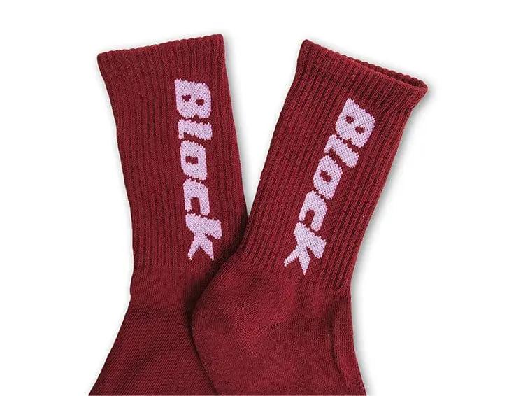Calcetin Largo Block Unisex Burdeo