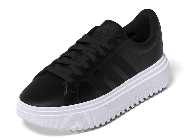 Zapatilla Adidas Grand Court Plataforma Cuero Mujer Negro